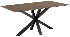 Τραπέζι Oakland 582, Καφέ, Μαύρο, 76x90x160cm, 61 kg, Επεξεργασμένο γυαλί, Κεραμικός, Μέταλλο | Epipla1.gr
