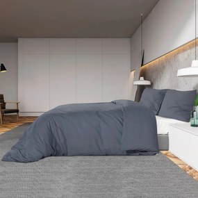 vidaXL Σετ Παπλωματοθήκης Ανθρακί 135x200εκ. Βαμβακερή