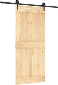 vidaXL Συρόμενη Πόρτα Φυσικό και Μαύρο 90 x 210 cm