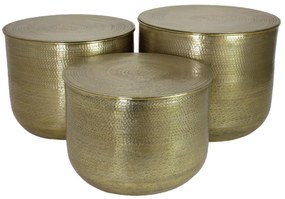 Τραπεζάκι-Κασπώ ArteLibre Μέταλλο Χρυσό 59x59x46cm Σετ 3Τμχ