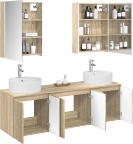 vidaXL Σετ Ντουλαπιών Μπάνιου 5 pcs Sonoma Δρυς Επεξεργασμένο Ξύλο