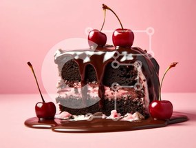 Σετ των 2 Intra Συλλεκτικό Ξύλινο Παζλ Plywood  4mm - Απολαυστικό κέικ σοκολάτας με κεράσια Σε Ξύλινο Κουτί - Διαστάσεις: 10x10 cm – 25 κομμάτια