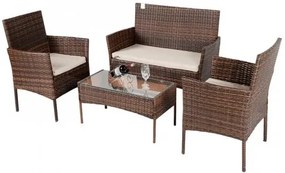 ΣΕΤ ΣΑΛΟΝΙ QUINCY 4ΤΜΧ ΚΑΦΕ RATTAN ΜΕ ΜΑΞΙΛΑΡΙΑ