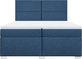 vidaXL Κρεβάτι Boxspring με Στρώμα Μπλε 200x200 εκ. Υφασμάτινο