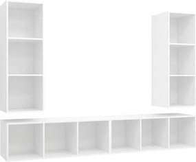 vidaXL Έπιπλο Τηλεόρασης Κρεμαστό 4 τεμ. Λευκό από Μοριοσανίδα