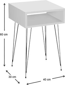Κομοδίνο μελαμίνης Scott Megapap χρώμα λευκό 40x30x60εκ.