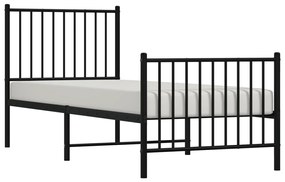 vidaXL Πλαίσιο Κρεβατιού με Κεφαλάρι&amp;Ποδαρικό Μαύρο 75x190 εκ. Μέταλλο