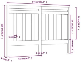 vidaXL Κεφαλάρι Κρεβατιού Μαύρο 146 x 4 x 100 εκ. Μασίφ Ξύλο Πεύκου