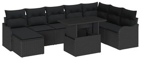 vidaXL Σετ Καναπέ Κήπου με μαξιλάρι 9 pcs Μαύρο Πολυ ράταν