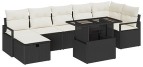 vidaXL Σετ 8 τεμαχίων καθιστικού κήπου με μαξιλάρια μαύρο πολυ ρατάν