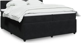 vidaXL Κρεβάτι Boxspring με Στρώμα Μαύρο 200x200 εκ. Βελούδινο