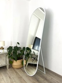 Stewehome Καθρέφτης Δαπέδου Μεταλλικός Οβάλ με Βάση για Σπίτι λευκό 180x60 cm
