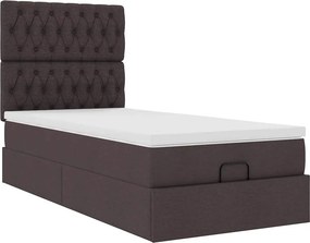 vidaXL Οθωμανικό κρεβάτι με στρώμα σκούρο καφέ 100x200cm ύφασμα