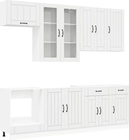 vidaXL Μονάδα κουζίνας LUCCA 8 pcs Γυαλιστερό Λευκό Επεξεργασμένο Ξύλο