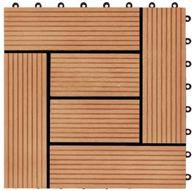vidaXL Πλακάκια Deck 11 τεμ. Χρώμα Teak 30 x 30 εκ. 1 μ² από WPC
