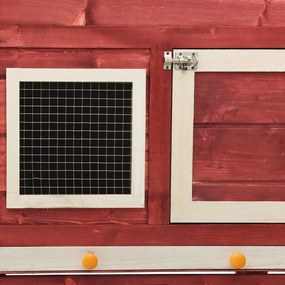 vidaXL Κλουβί Κουνελιών Κόκκινο/Λευκό 140x63x120 εκ. Μασίφ Ξύλο Ελάτης