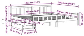 Σκελετός Κρεβ. Χωρίς Στρώμα Καφέ Κεριού 180x200 εκ Μασίφ Πεύκο - Καφέ