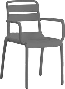 SERENATA Πολυθρόνα Στοιβαζόμενη, PP-UV Ανθρακί   1τμχ