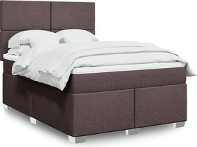 vidaXL Κρεβάτι Boxspring με Στρώμα Σκούρο Καφέ 140x200 εκ Υφασμάτινο