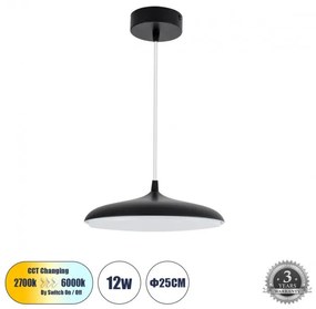 Κρεμαστό Φωτιστικό Οροφής LED 12W 1440lm BARON Globostar 61251 Μαύρο