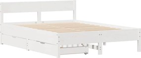 vidaXL Σκελετός Κρεβ. Χωρίς Στρώμα Λευκό 135x190 εκ Μασίφ Πεύκο