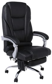 BF8550 Massage Relax Πολυθρόνα Γραφείου Διευθυντή, Βάση Χρώμιο με Υποπόδιο, Pu  Μαύρο
