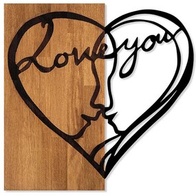 Διακοσμητικό Τοίχου I Love You 899SKL2420 54x58cm Walnut-Black Wallity Μέταλλο,Ξύλο