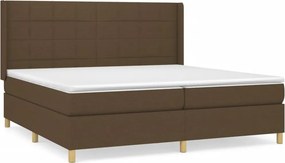 vidaXL Κρεβάτι Boxspring με Στρώμα Σκούρο Καφέ 200x200 εκ. Υφασμάτινο