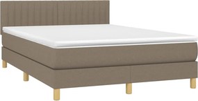 vidaXL Κρεβάτι Boxspring με Στρώμα &amp; LED Taupe 140x200 εκ. Υφασμάτινο