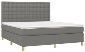vidaXL Κρεβάτι Boxspring με Στρώμα &amp; LED Σκ.Γκρι 160x200 εκ Υφασμάτινο