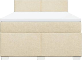 vidaXL Κρεβάτι Boxspring με Στρώμα Κρεμ 140x200 εκ. Υφασμάτινο