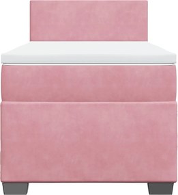 vidaXL Κρεβάτι Boxspring με Στρώμα Ροζ 80 x 200 εκ. Βελούδινο