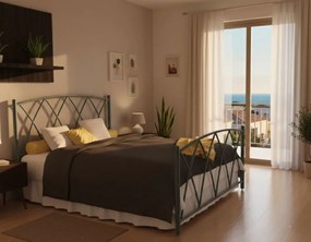 Κρεβάτι Ερμής-140x190-Ασημί Σφυρίλατο-Με ποδαρικό