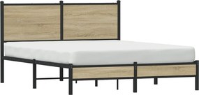 vidaXL Σκελετός Κρεβ. Χωρίς Στρώμα Sonoma Δρυς 140x190 εκ. Μεταλλικό