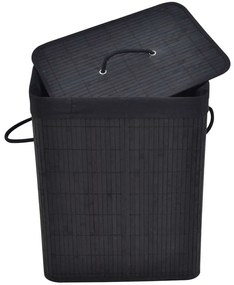 Καλάθι Απλύτων 819331 41x31x50cm Black Ankor Ύφασμα,Bamboo