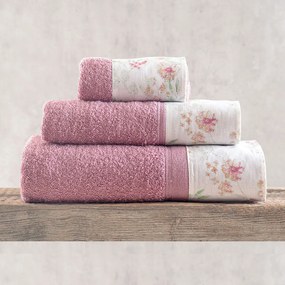 Πετσέτες Sorin (Σετ 3τμχ) Pomegranate-Pink Ρυθμός Σετ Πετσέτες 70x140cm 100% Πενιέ Βαμβάκι