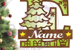 Σετ των 2 Intra απο ξύλο plywood 3mm-4mm πάχος Χριστουγεννιάτικο μονόγραμμα με κεφαλαίο γράμμα E Δίασταση 30x20 cm INTRAFABR-79721453