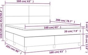 vidaXL Κρεβάτι Boxspring με Στρώμα Μπλε 160x200 εκ. Υφασμάτινο