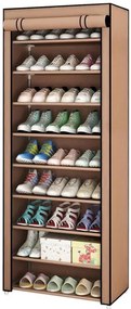 HOME USE υφασμάτινη παπουτσοθήκη HUH-0221 με 9 ράφια, 57x28x160cm, καφέ