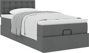 vidaXL Οθωμανικό κρεβάτι με στρώμα σκούρο γκρι 90x190cm ύφασμα