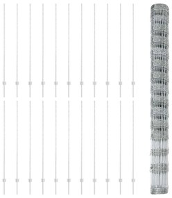 vidaXL Φράχτης με Στήλες. Ασημί 1.6 x 50 m Ατσάλι