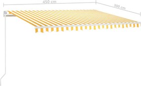 vidaXL Τέντα Συρόμενη Αυτόματη Kίτρινο / Λευκό 450 x 300 εκ.