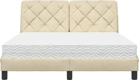 vidaXL Κρεβάτι με Στρώμα Κρεμ 140x200 εκ. Υφασμάτινο
