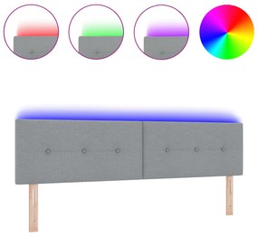 vidaXL LED Κεφαλάρι Με Κουμπιά Φουσκωτό Ανοιχτό Γκρι 90 εκ. Υφάσμα