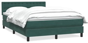 vidaXL Box Spring Κρεβάτι με στρώμα Σκούρο πράσινο 140x220cm Βελούδινο
