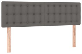 vidaXL Κρεβάτι Boxspring με Στρώμα Γκρι 140x190εκ. από Συνθετικό Δέρμα