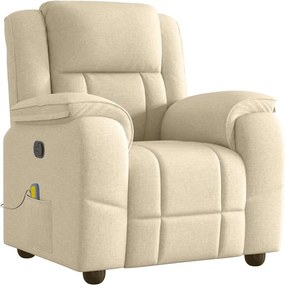 vidaXL Πολυθρόνα Μασάζ Ανακλινόμενη Κρεμ Υφασμάτινη