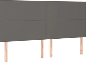 vidaXL Κρεβάτι Boxspring με Στρώμα &amp; LED Γκρι 200x200 εκ. Συνθ. Δέρμα
