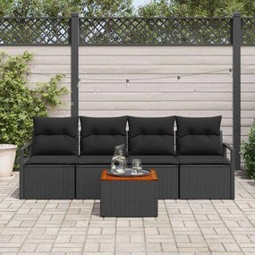 vidaXL Σετ Καναπέ Κήπου με μαξιλάρι 5 pcs Μαύρο Πολυ ράταν