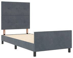 vidaXL Σκελετός Κρεβατιού με κεφαλάρι Σκούρο γκρι 100 x 200 cm Βελούδο